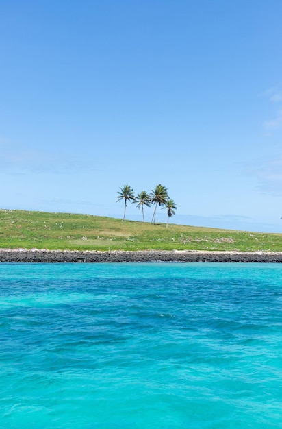 Foto pequena ilha paradisíaca e deserta no mar tropical do arquipélago de abrolhos