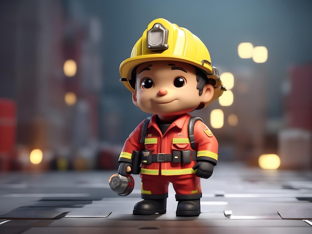 Pequena iluminação isométrica suave e suave 3D Fireman