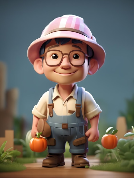 Pequena iluminação isométrica suave e suave renderização 3D Farmer