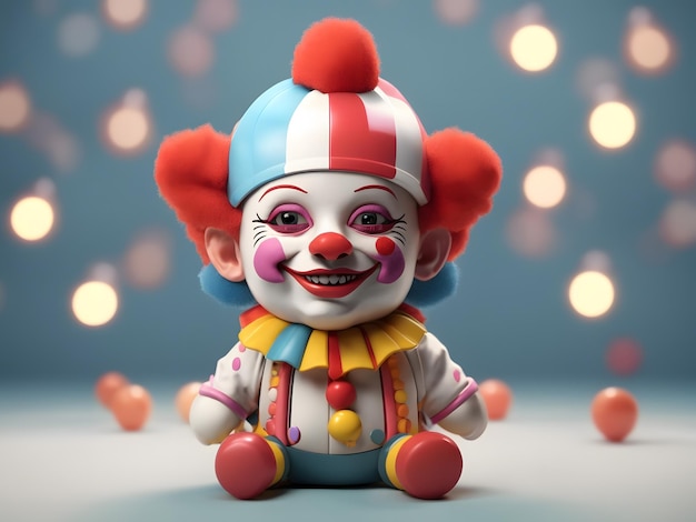 Pequeña iluminación isométrica suave y suave renderizado en 3D payaso