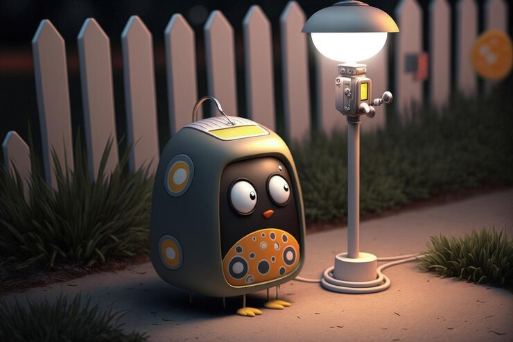 Foto pequeña iluminación led con energía solar que detecta movimiento