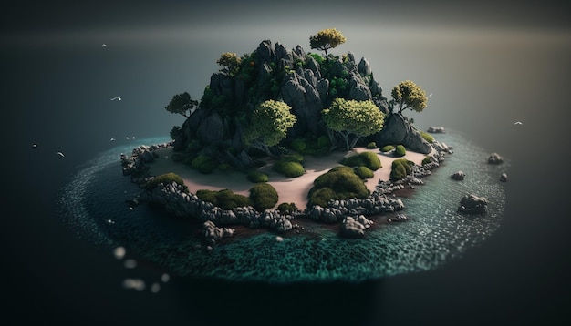 Una pequeña isla con árboles en ella