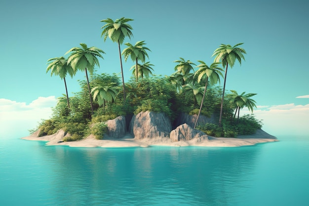 Una pequeña isla con palmeras