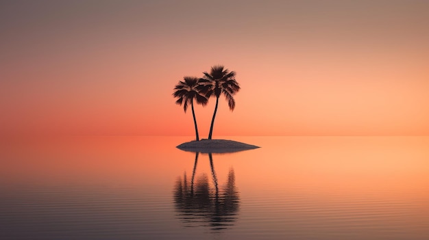 Una pequeña isla con palmeras