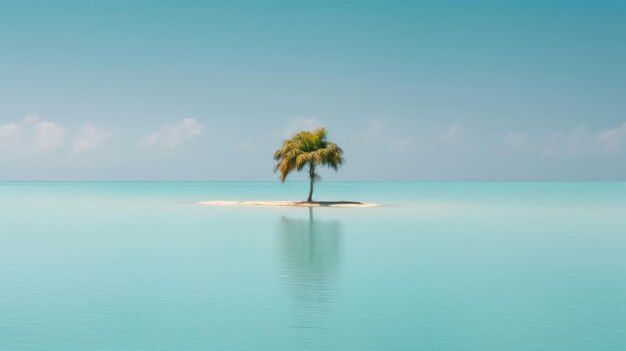 Pequeña isla paradisíaca con el mar azul y claro reflejos en el mar tranquilidad y paz