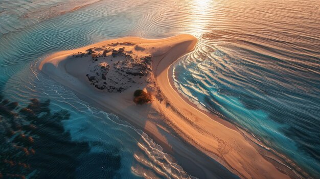 Una pequeña isla rodeada de olas oceánicas