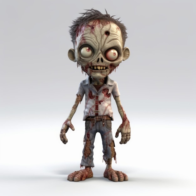 Pequeña y linda figura de zombi en estilo de fantasía en 3D de alta calidad