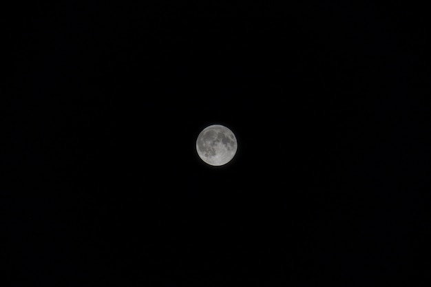 Pequeña luna llena con cielo negro en la noche.