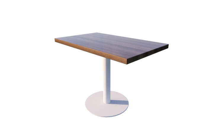 Foto una pequeña mesa con una tapa de madera que dice la parte superior