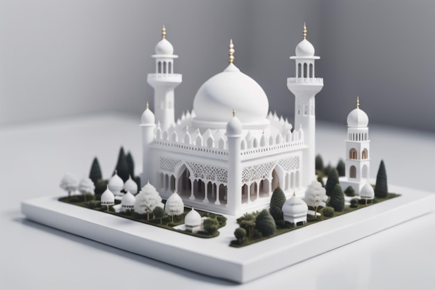Pequeña mezquita blanca en 3D