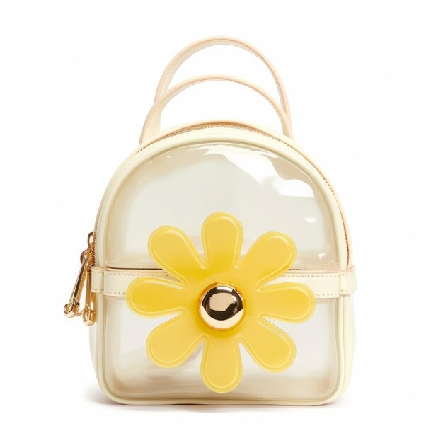 Foto pequeña mochila blanca con diseño de flores