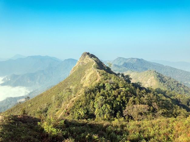 pequeña montaña rodeada por una ladera