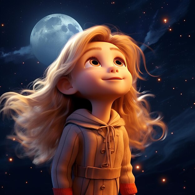 Pequena Nina Rubia Un Viaje Encantador a la Luna en 4K una Tierna Aventura al Estilo Pixar (em inglês)