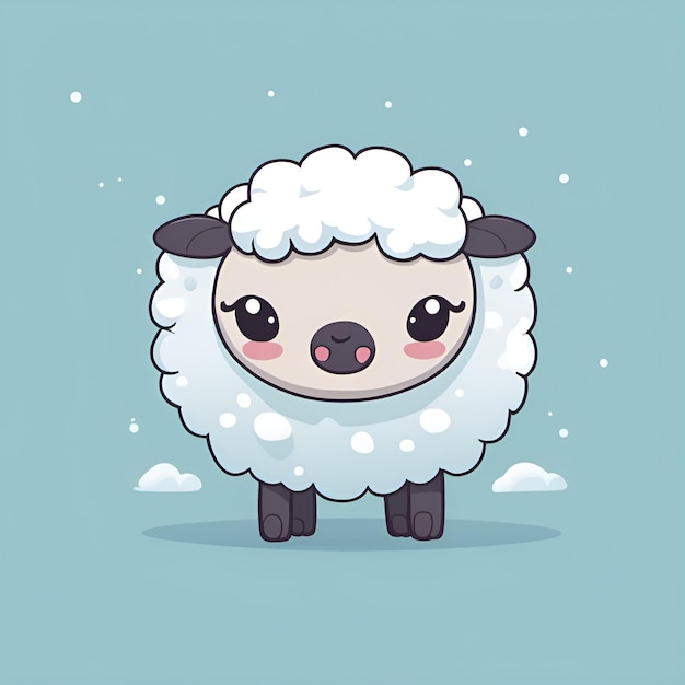 Pequeña oveja sonriente de dibujos animados lindo