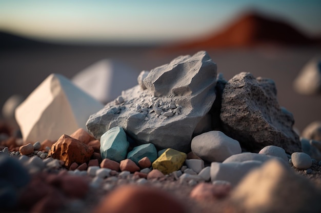 Pequena pilha de minerais extraídos em uma mina de terras raras gerada por Ai