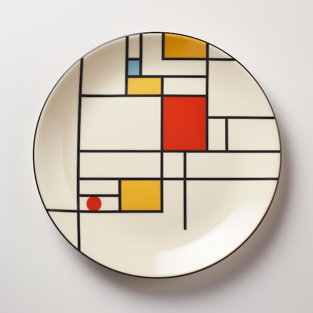 Pequeña placa moderna con formas geométricas abstractas en colores primarios