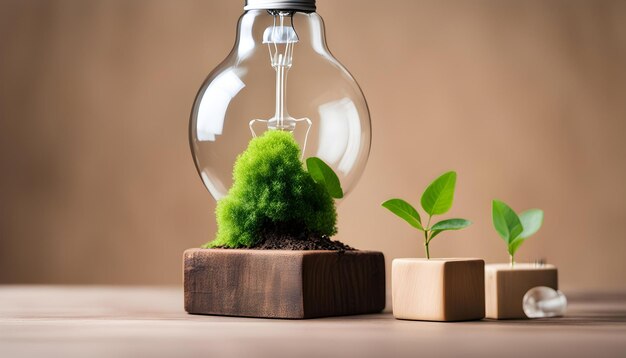 una pequeña planta en una botella de vidrio con una planta que crece fuera de ella