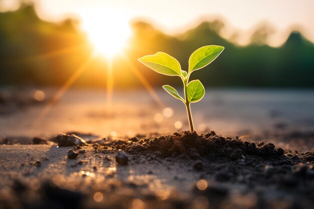 Foto una pequeña planta crece de una grieta en el alquitrán