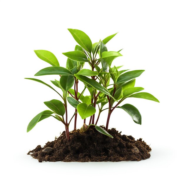 Foto una pequeña planta está creciendo en un parche de tierra.