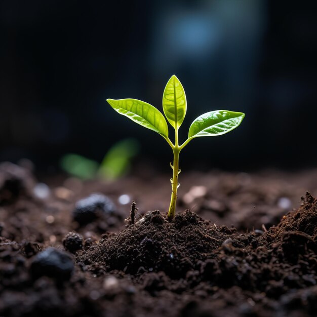 Una pequeña planta empujando a través de la tierra seca simboliza la esperanza y el potencial para el crecimiento