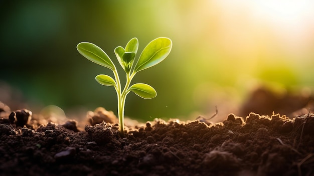 Una pequeña planta es sacada de la tierra