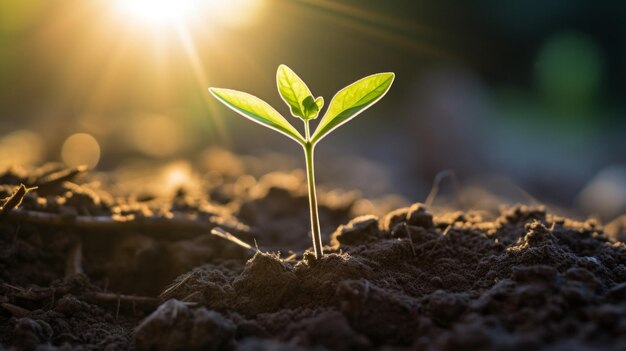 Una pequeña planta es sacada de la tierra