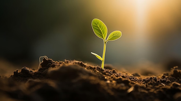 Una pequeña planta es sacada de la tierra