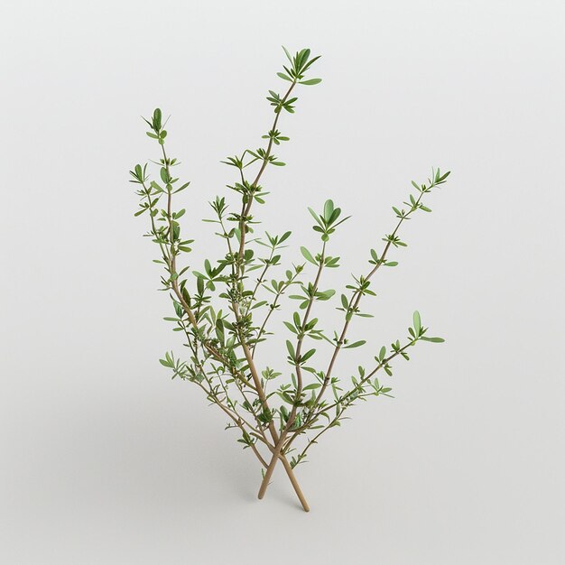 Foto una pequeña planta con hojas verdes que está en un fondo blanco