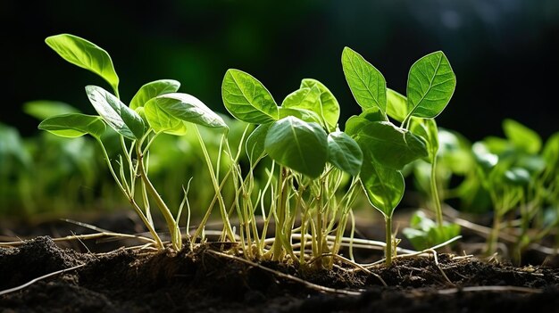 Pequeña planta joven verde que crece a la luz del sol