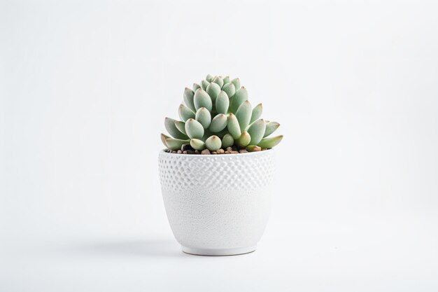 Foto una pequeña planta en olla con un fondo blanco