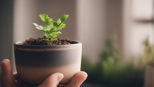 Pequeña planta que crece en la parte superior generada por IA