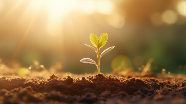 Pequeña planta que emerge del suelo