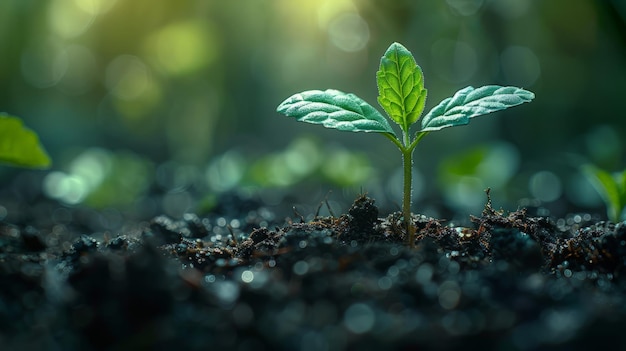 Pequeña planta verde que brota del suelo