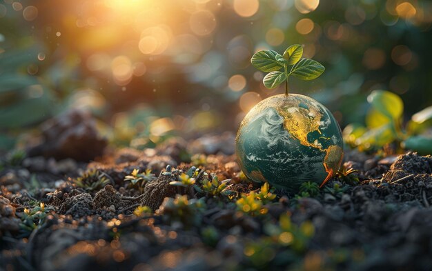 Foto pequeña planta verde que emerge del suelo ia generativa