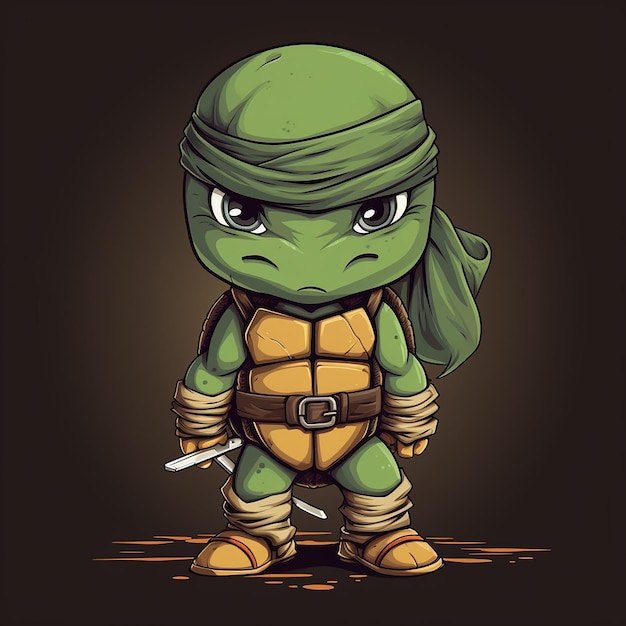 Pequeña tortuga ninja en vector sencillo