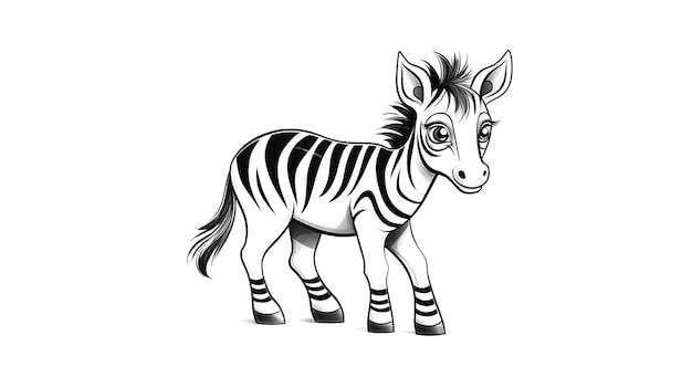 Pequena zebra sorridente para colorir para crianças Livro de colorir Animais de desenho de linha de arte