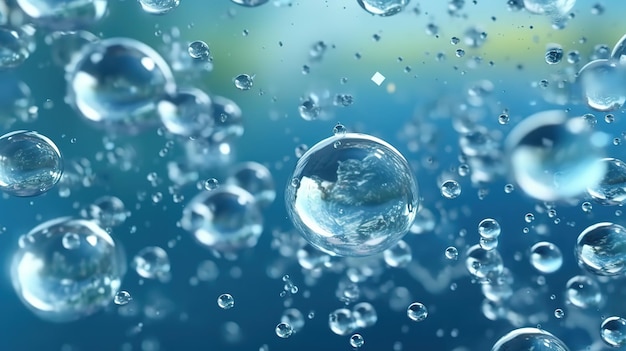 Pequenas bolhas de ar sob a água ultra realista 4K