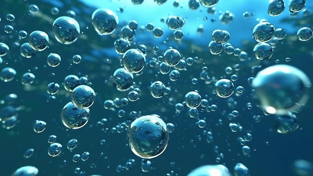 Pequeñas burbujas de aire bajo el agua ultra realista 4K