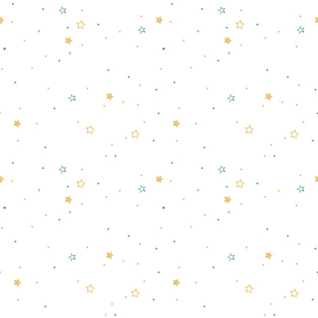 Pequeñas estrellas lindas patrón sin costuras pequeñas estrellas lindas amarillo rosa y azul acuarela ilustración en