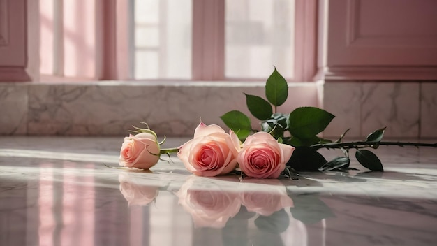 Pequenas flores de rosa secas sobre um fundo cinzento