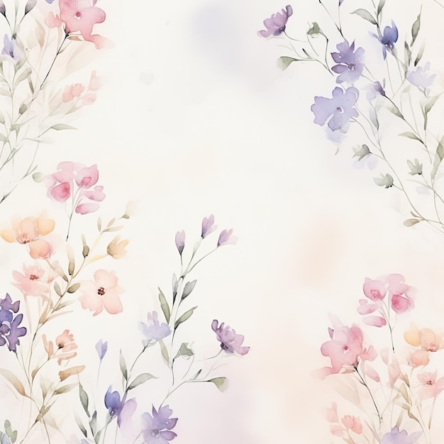 Foto pequenas flores em aquarela textura de fundo papel de parede gradiente de cor suave