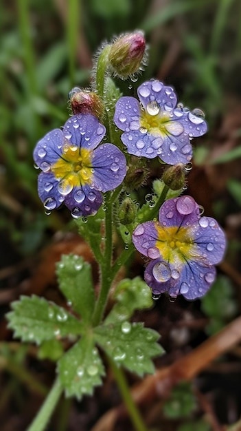 Pequenas flores silvestres após a superfloração da chuva Imagem gerada por IA