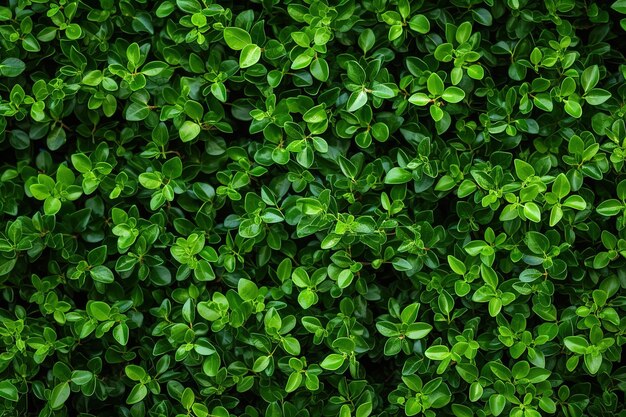 Foto pequenas folhas verdes no fundo da textura do arbusto