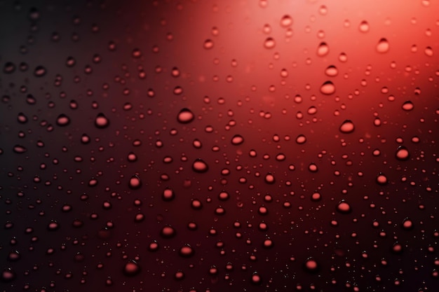 Pequeñas gotas de lluvia sobre fondo de color degradado rojo oscuro IA generativa