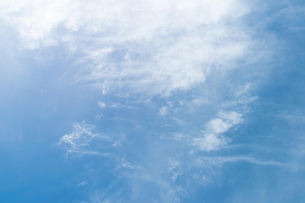 Pequenas manchas de nuvens contra o céu azul.