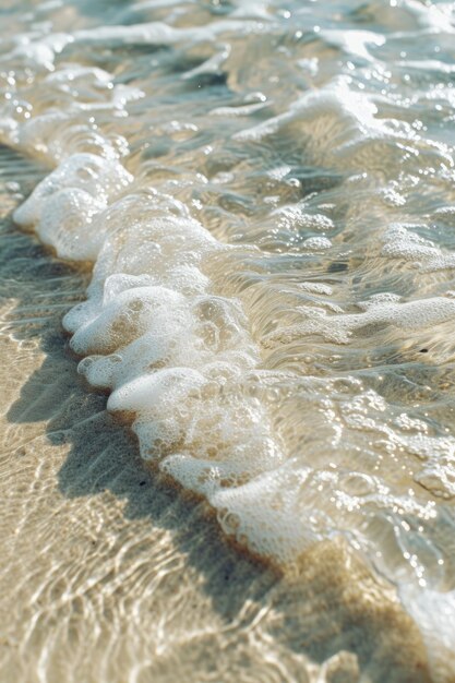 Foto pequenas ondas a rolar na praia de areia