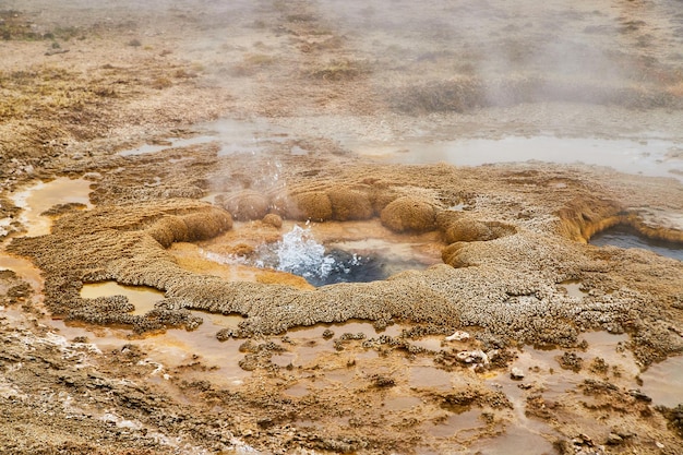 Pequenas piscinas na primavera em Yellowstone