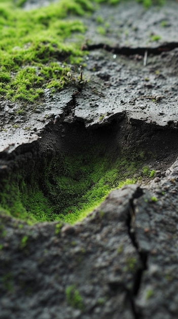 pequeñas plantas de musgo verde en el suelo tiro de primer plano