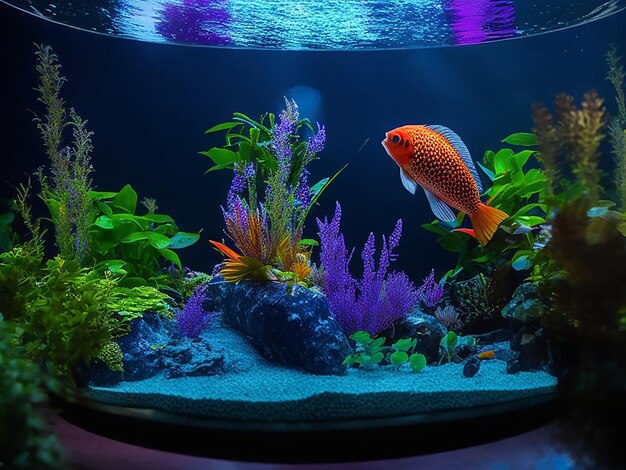 Foto pequeno aquário com peixes