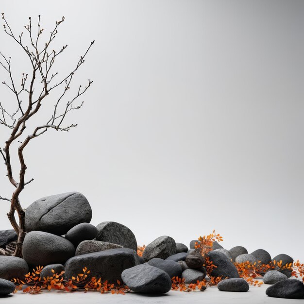 Pequeño árbol encima de una pila de rocas